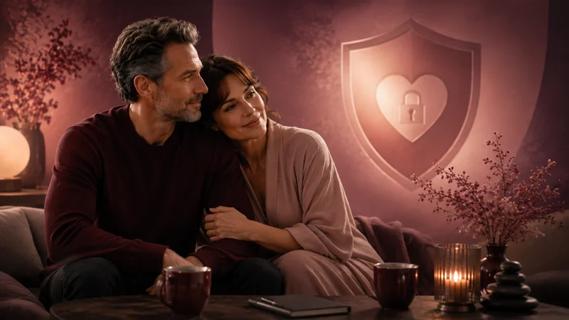 Warm privacy and safety concept with shield