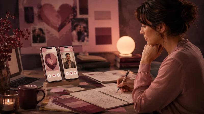 Product design workspace for dating app concept